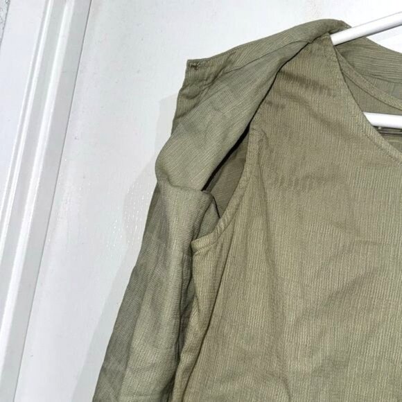 Vintage Womens 3-Piece Olive Green Cotton Ensemble With Beaded Trim - Picture 6 of 13